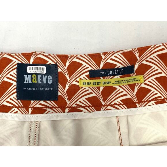Maeve Anthropologie The Collette Orange Graphic Print Cropped Wide Leg Pants NWT - Picture 5 of 13